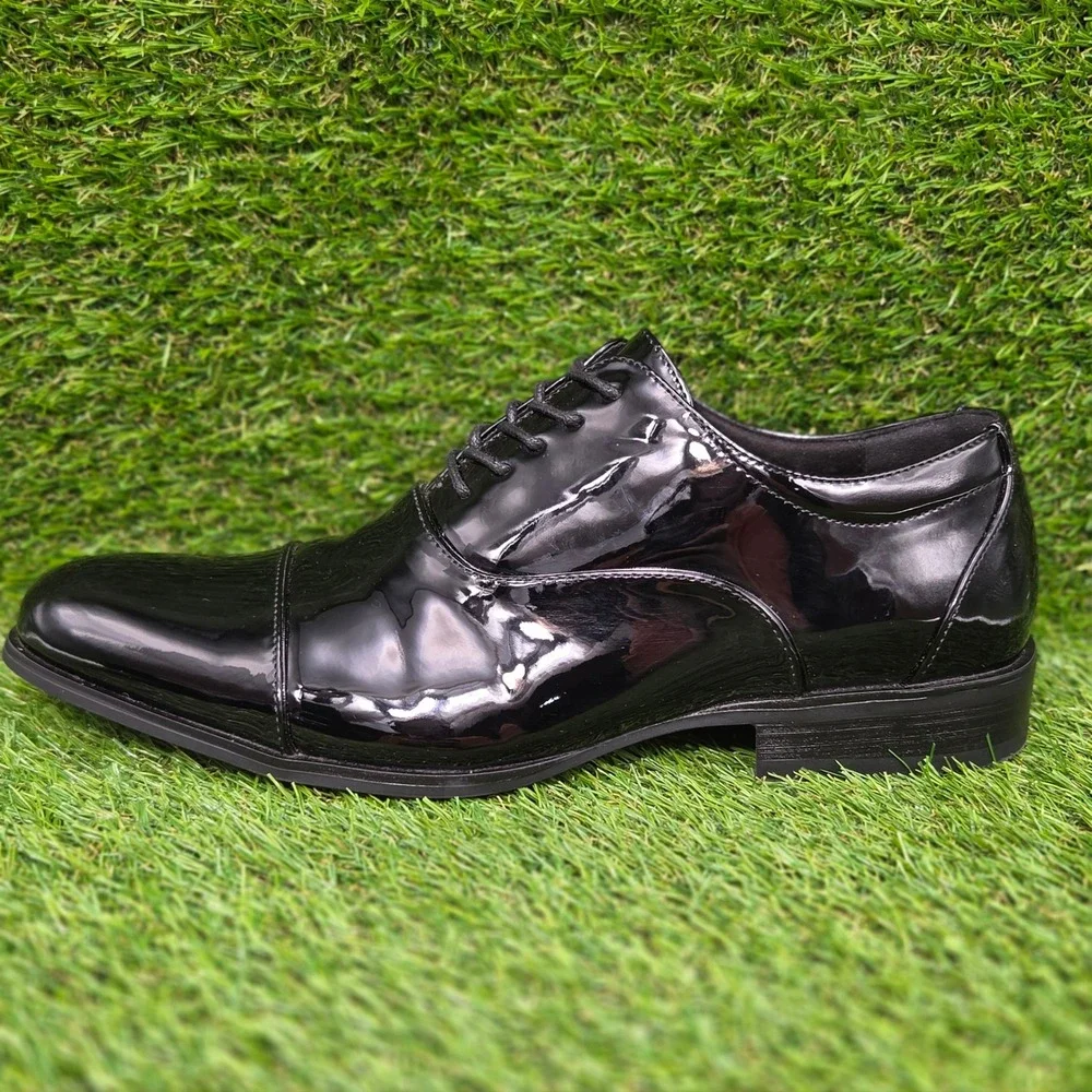 Stacy Adams Gala Cap Toe Oxford Patent Dress Shoes Black Men's SIZE 9